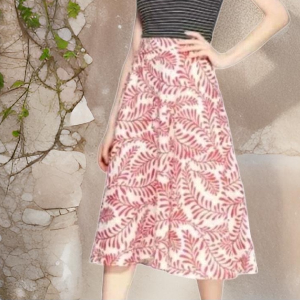 Who What Wear Linen Blend Cream & Brick Red Skirt Size 12